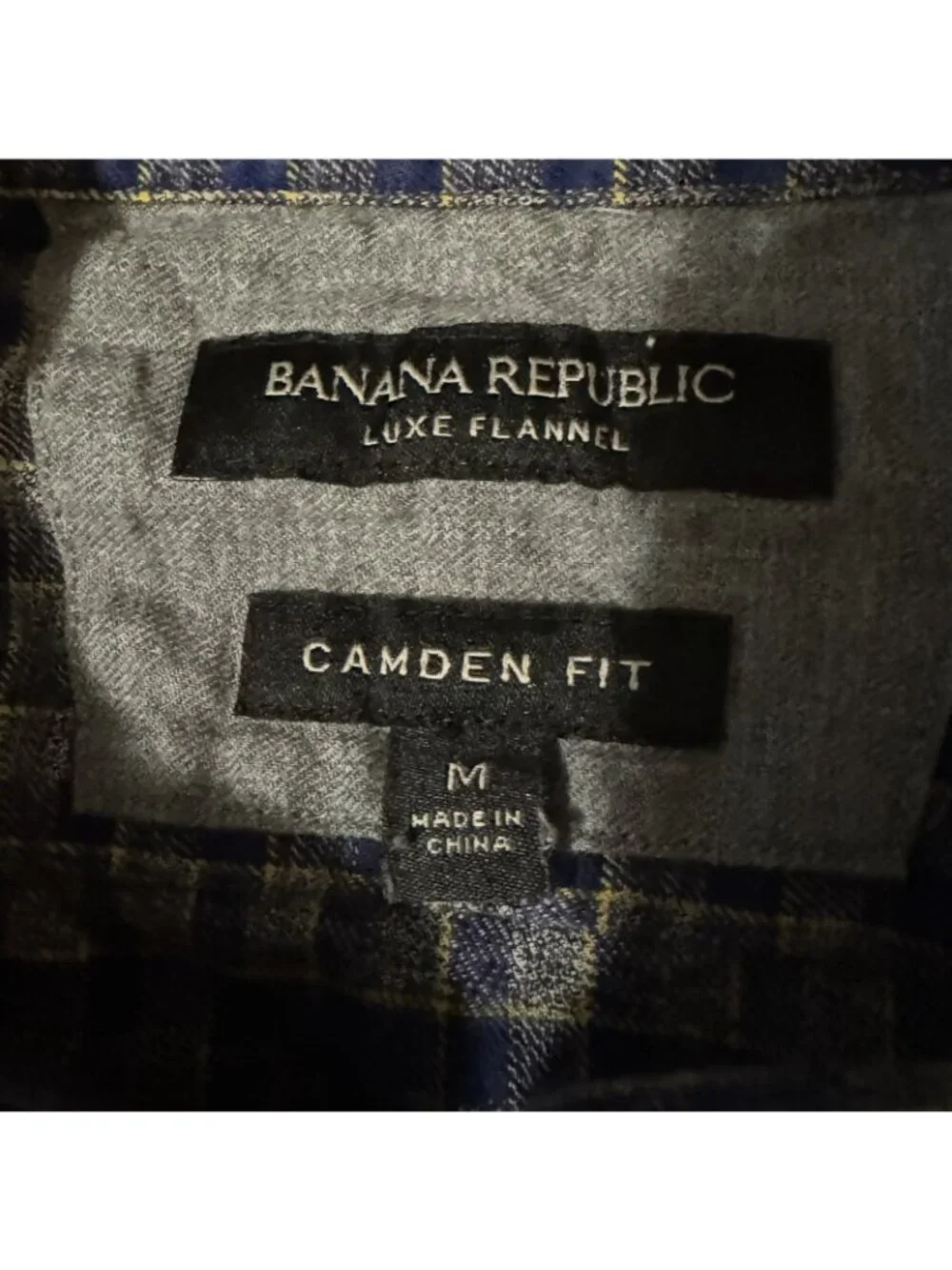 Banana Republic Button Down Shirt Men's M Camden Fit Luxe Flannel Blue Plaid
